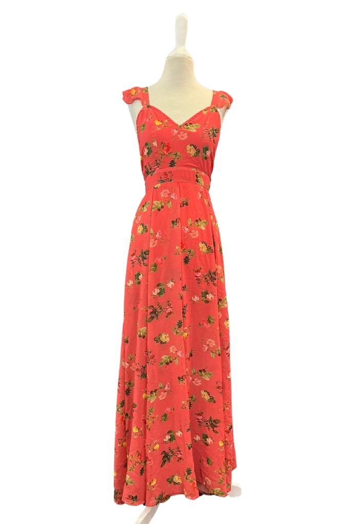 VESTIDO MAXI FLORES CORAL