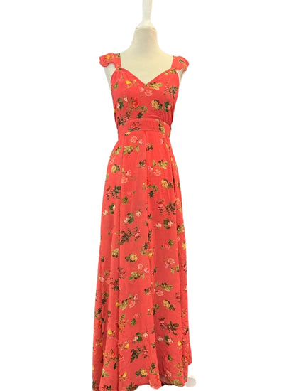 VESTIDO MAXI FLORES CORAL