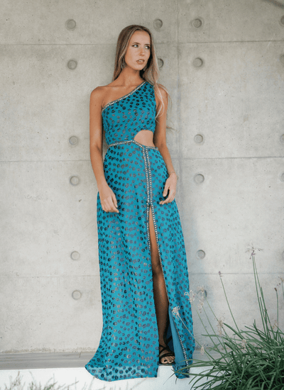 *PREVENTA* VESTIDO MAXI WINTER MARNIE CHEETAH TEAL