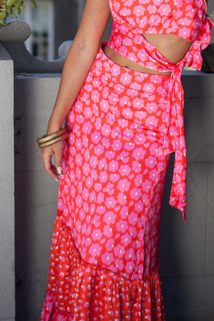 FALDA MAXI QUANTUM CHEETAH SPRING CORAL