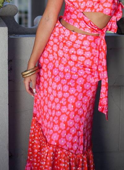 FALDA MAXI QUANTUM CHEETAH SPRING CORAL