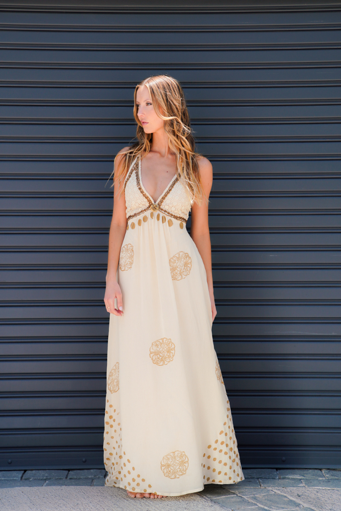 VESTIDO MAXI DANA BLOCK SUN BEIGE