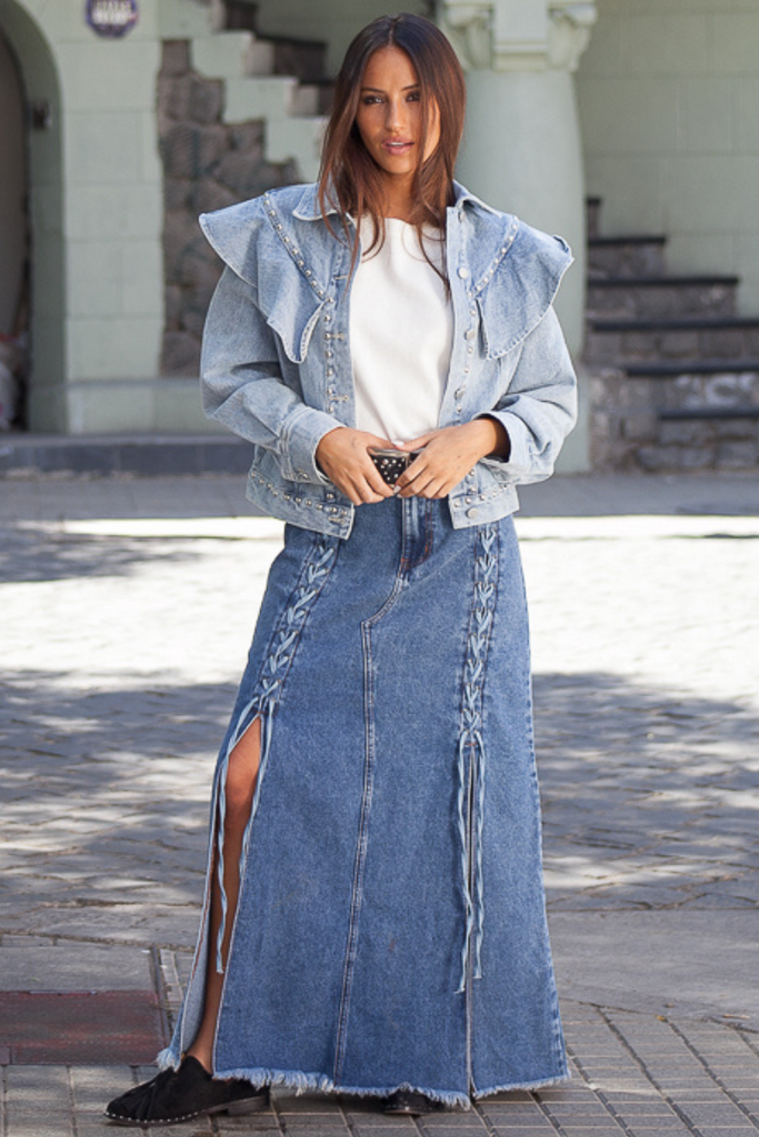 FALDA MAXI BRAID DENIM