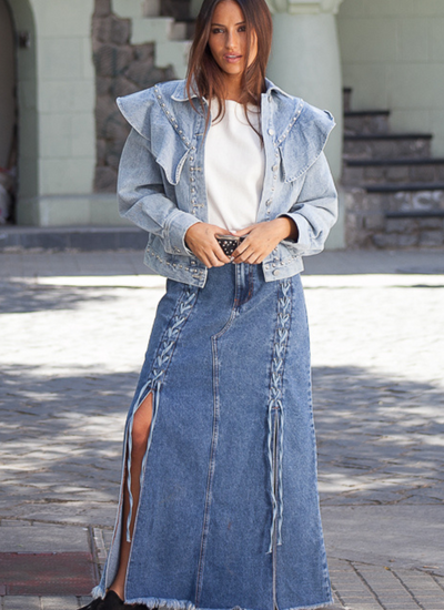 FALDA MAXI BRAID DENIM