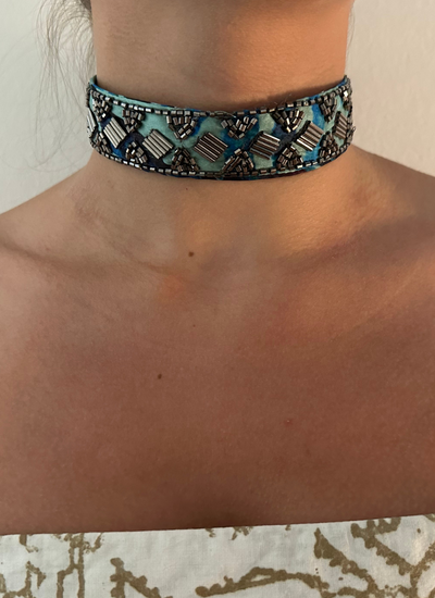 CHOKER ETERNA TURQUOISE LEAVES