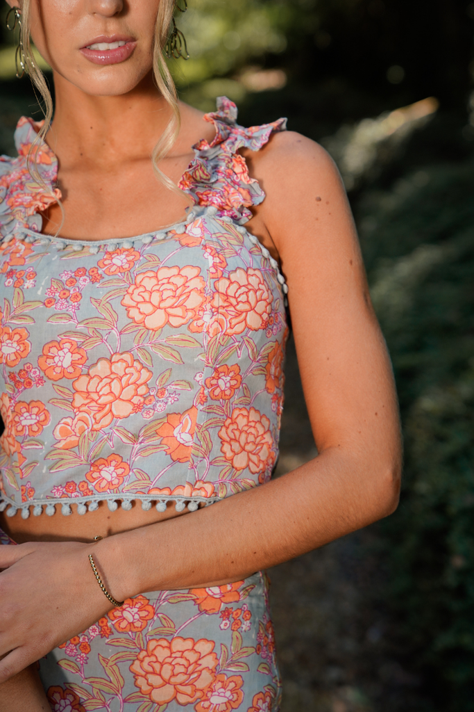 TOP GAYA ORANGE FLORAL