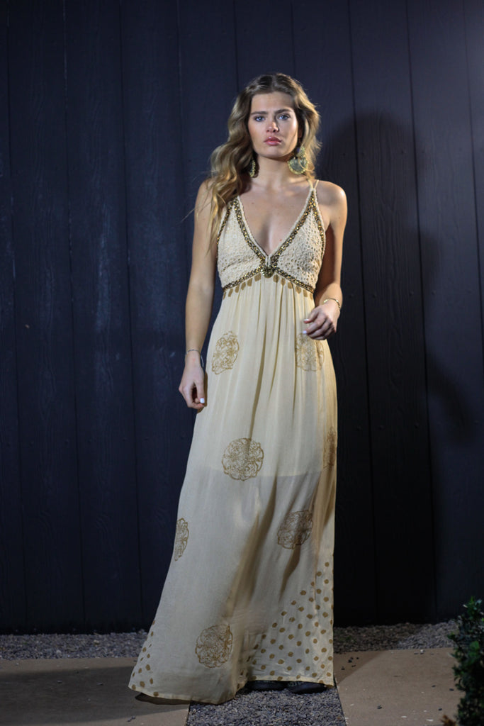 VESTIDO MAXI DANA BLOCK SUN BEIGE