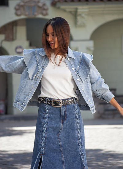 CHAQUETA RUFFLE DENIM