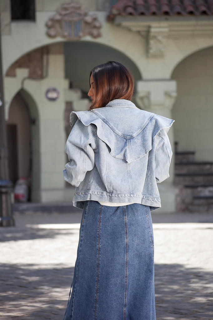 CHAQUETA RUFFLE DENIM