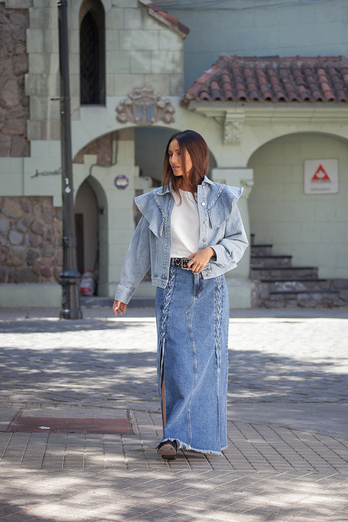 FALDA MAXI BRAID DENIM