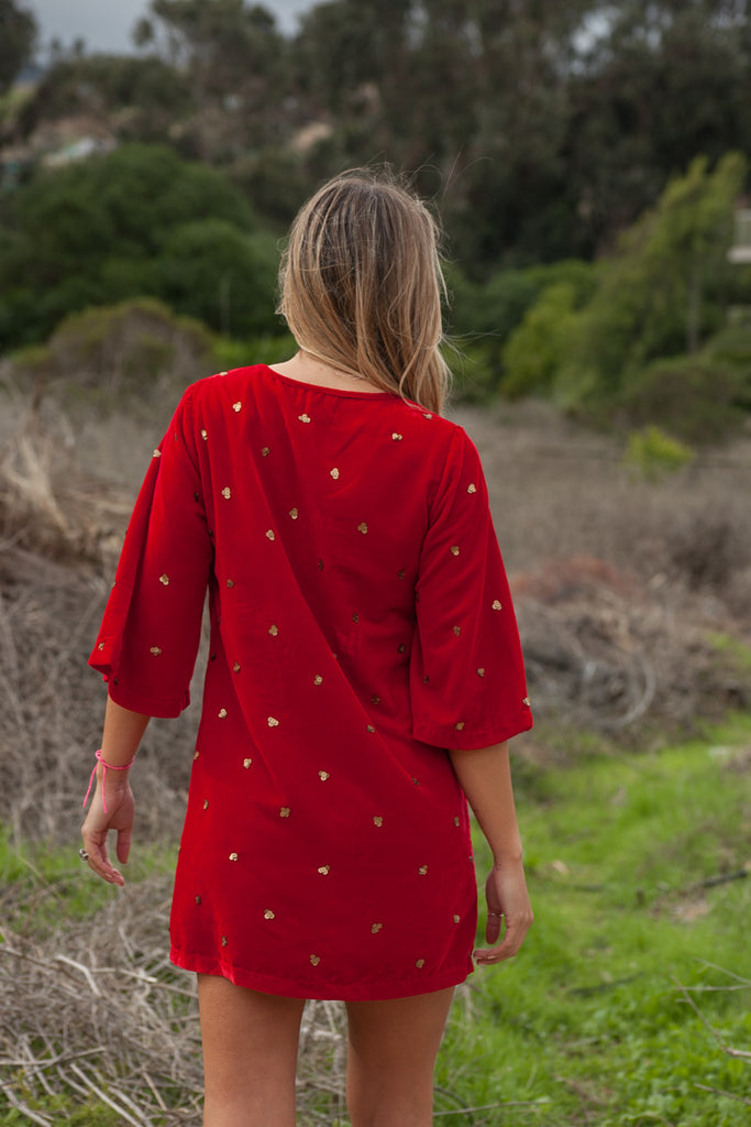 VESTIDO SITARA VELVET MINI ROJO