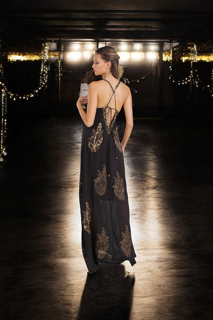 MAXI DRESS ELFIN CREPE BLACK