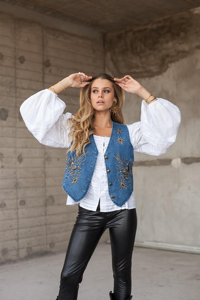 CHAQUETA VEST BLOOMING DENIM