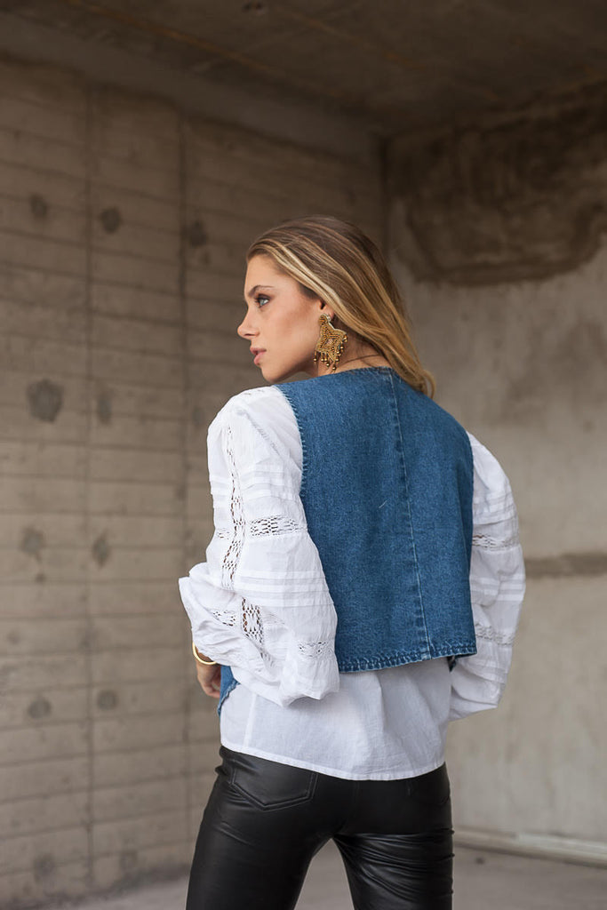 CHAQUETA VEST BLOOMING DENIM