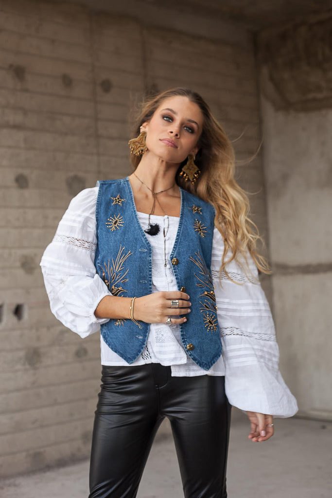 CHAQUETA VEST BLOOMING DENIM