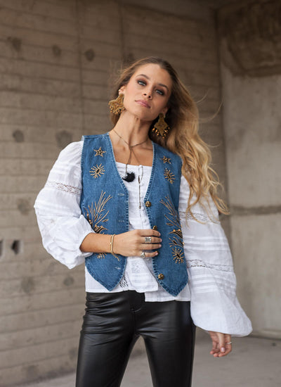 CHAQUETA VEST BLOOMING DENIM