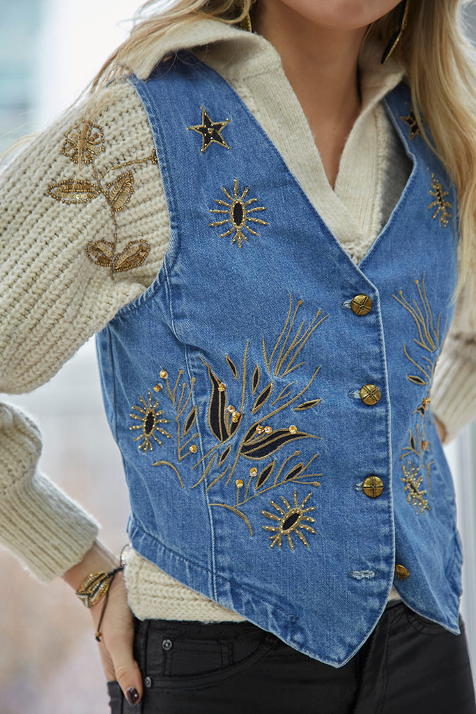 CHAQUETA VEST BLOOMING DENIM